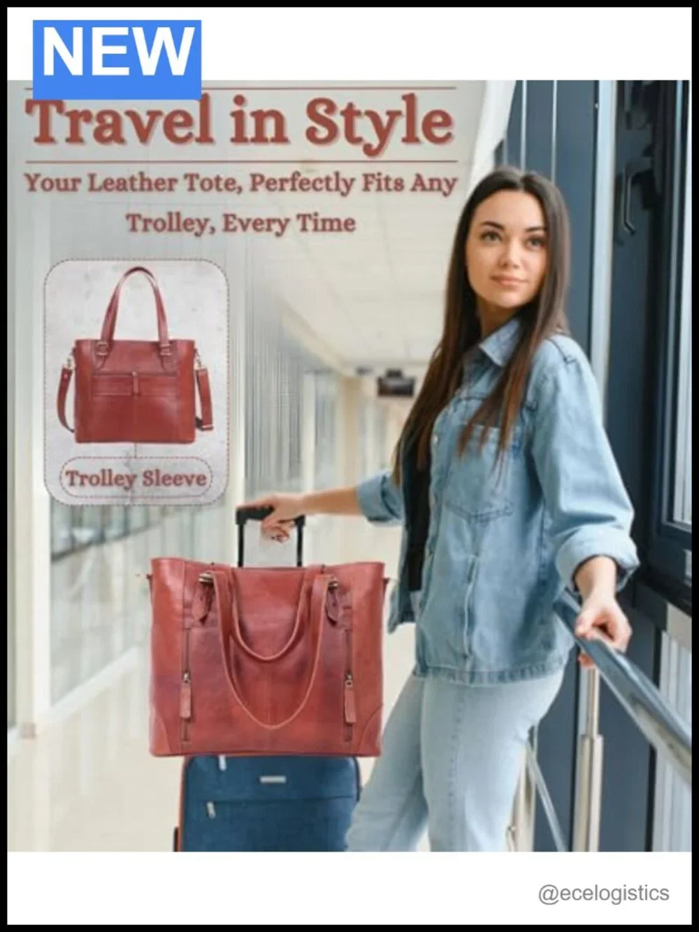 Genuine Leather 17-inch Laptop Tote Bag for Women Work Business Travel